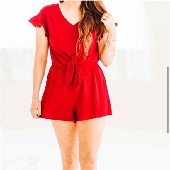 NEW•1X•RILEY RED CLASSY ROMPER - Picture 1 of 16
